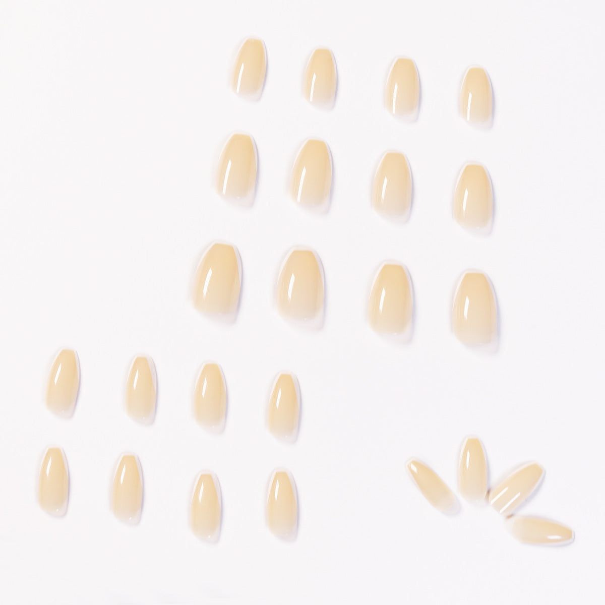 Unhas postiças francesas creme jade curtas balé macio para arte em unhas finalizadas remendo de unha removível ｜ 365 unhas