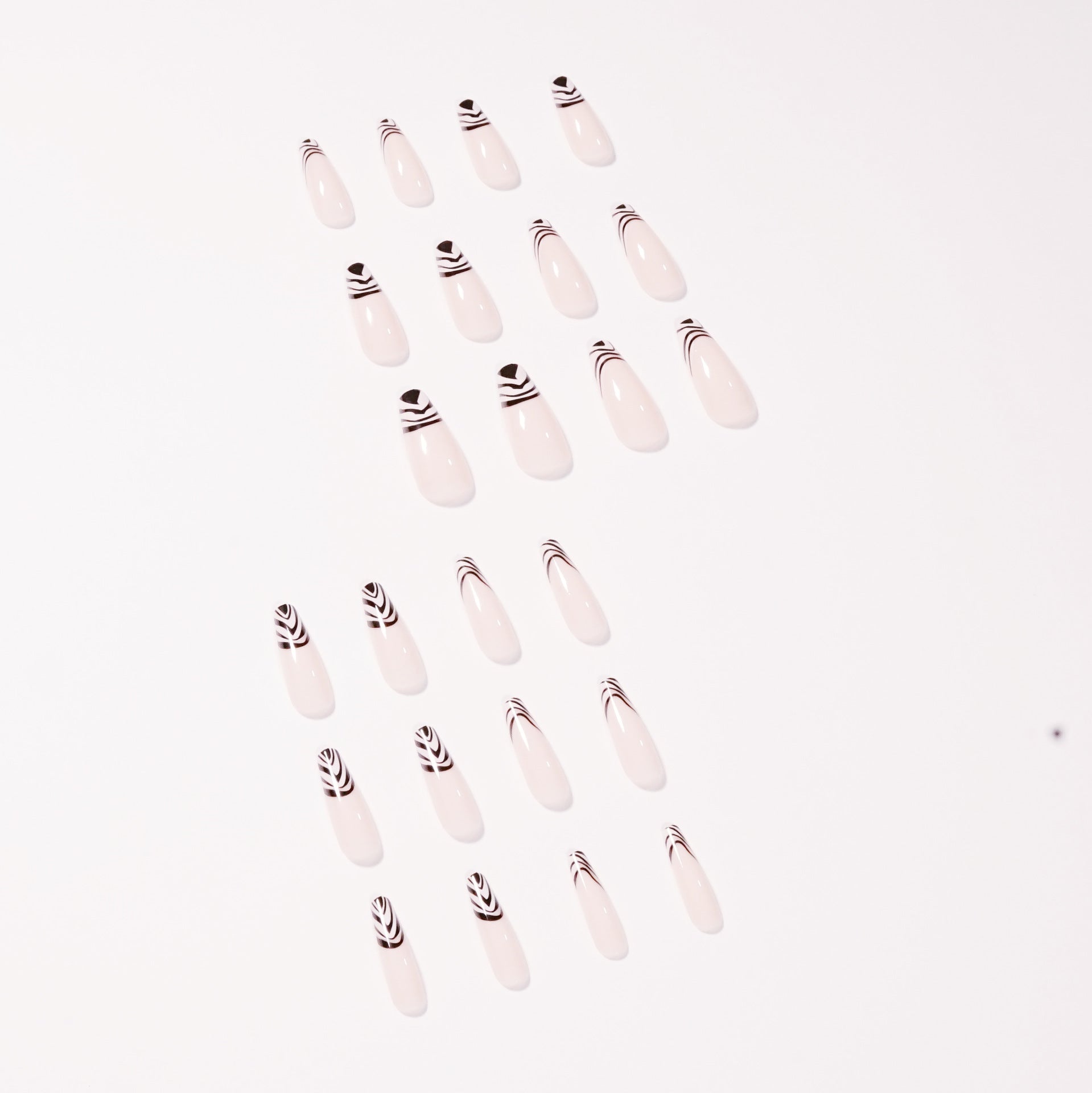 Black and white markings French False nail Wear Nail Art Finished Fake Nail Nail Patch Nail Patch ｜365nails