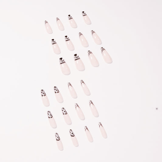 Black and white markings French False nail Wear Nail Art Finished Fake Nail Nail Patch Nail Patch ｜365nails
