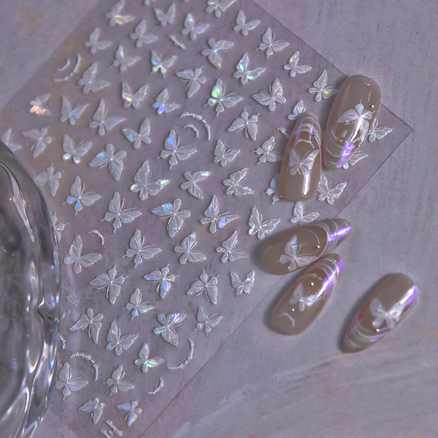 Iridescent Butterfly Collection: "Aurora Flutter" – 3D Holographic Nail Sticker
