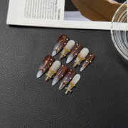 365nails: "Gilded Crown" – 3D Cross Gold Leaf Handmade Stiletto Nails