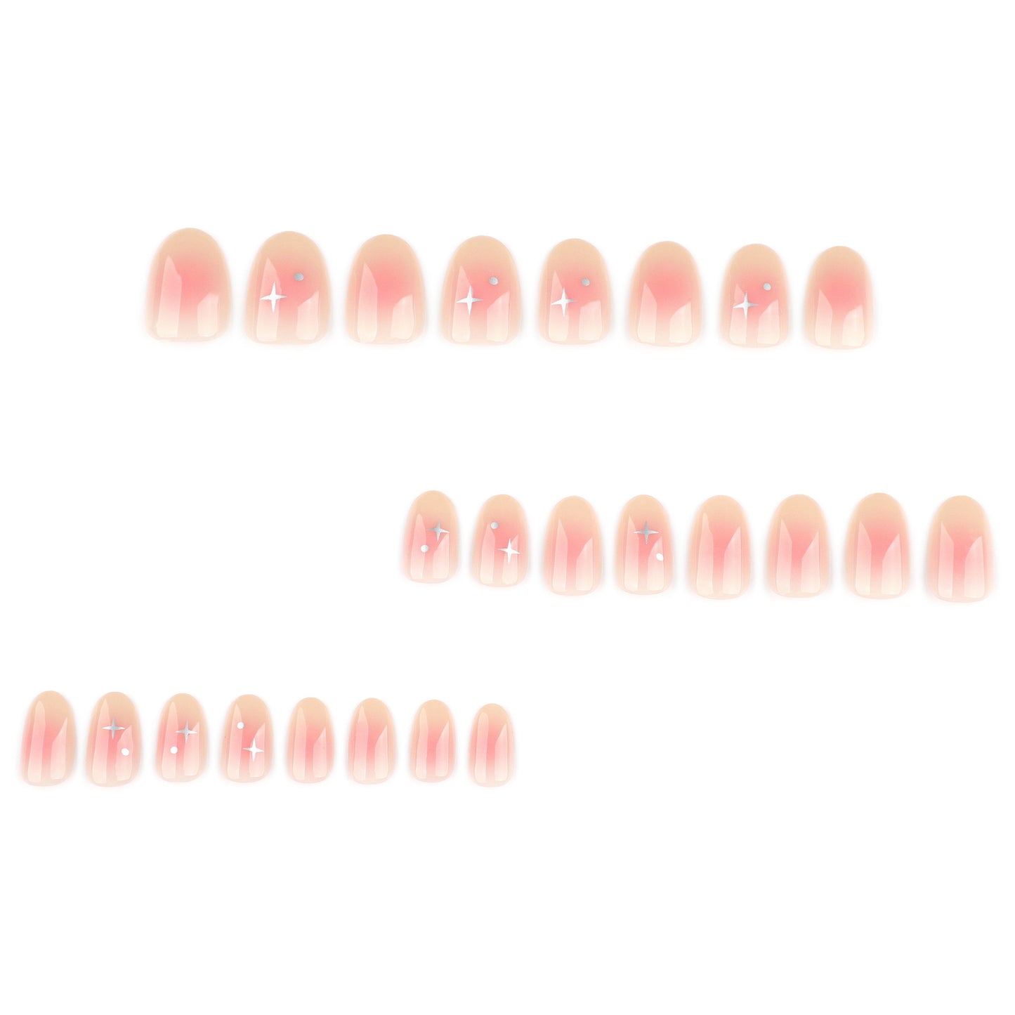 Soft Pink Gloss Nails with Subtle Silver Star Accents