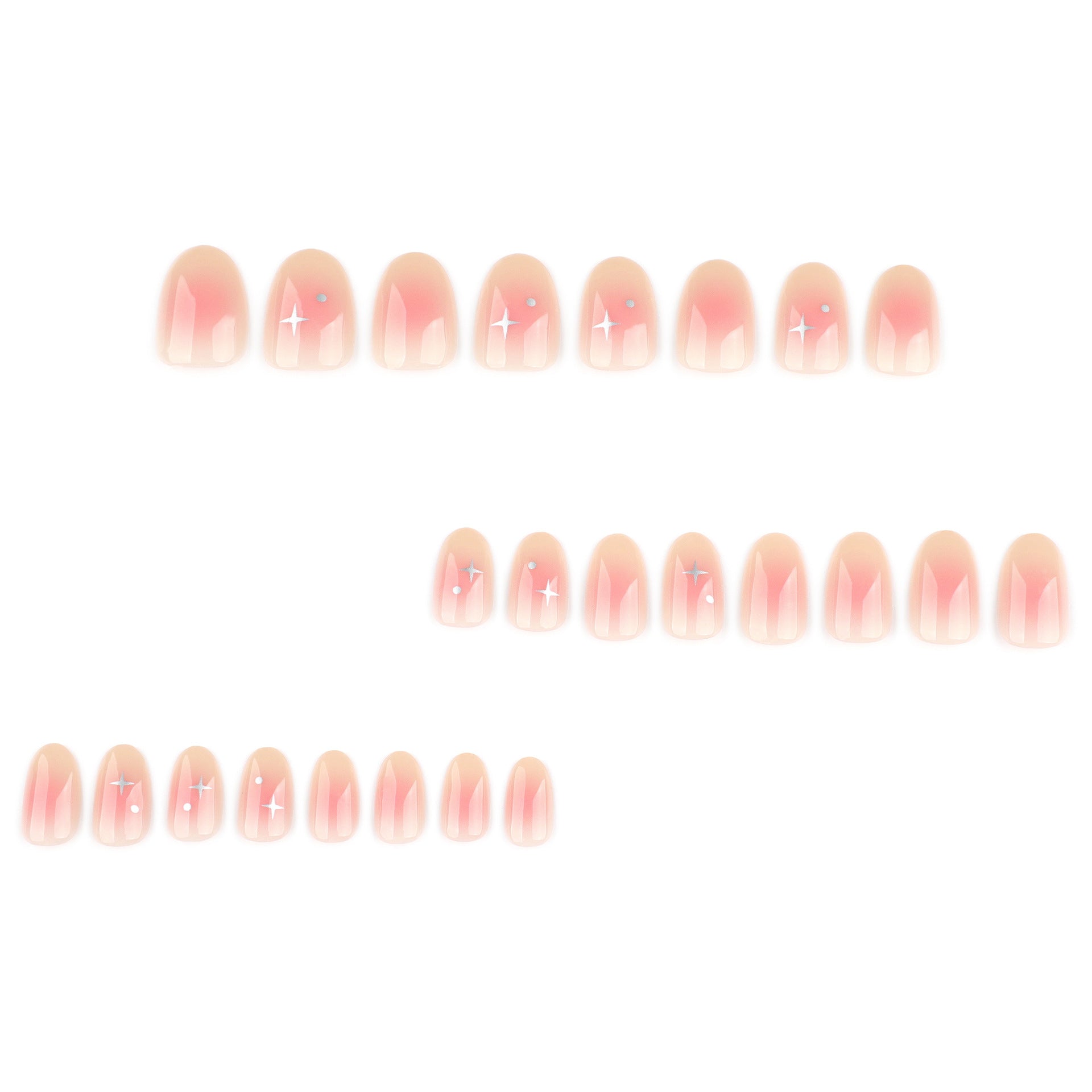 Soft Pink Gloss Nails with Subtle Silver Star Accents