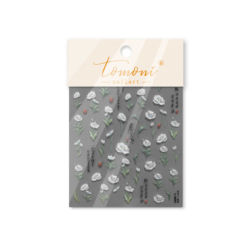 Ink Wash White Peony – Chinese Style Nail Art Set