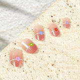 Kids press-on nails Almond nail non-toxic washable nail art gradual change red 24 pieces