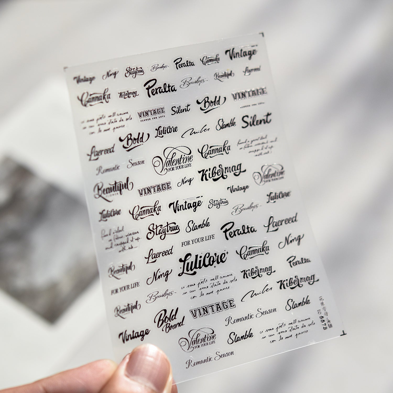 intage Cursive English Collection: "Vintage Love Letter" – 3D Embossed Nail Sticker
