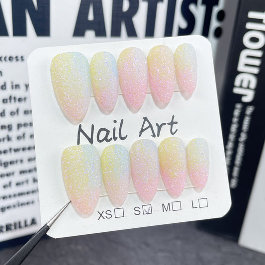 Autumn and winter new Symphony multi-color gradual change nail art sweet and cute Macaron wearable fake nails｜365nails