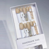 Soft Nude French Bow Crystal Elegance Press On Nails