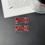 365nails: "Scarlet Throne" – 3D 크리스탈 십자가 수제 스퀘어형 네일