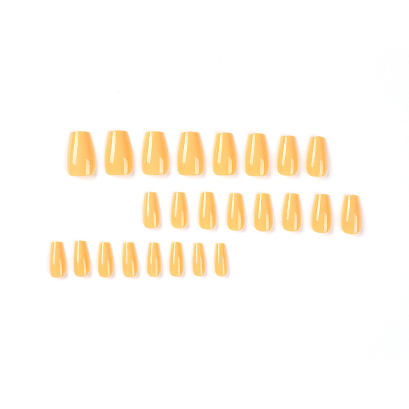 黃色成品短款芭蕾形穿戴甲貼片 批發｜365nails