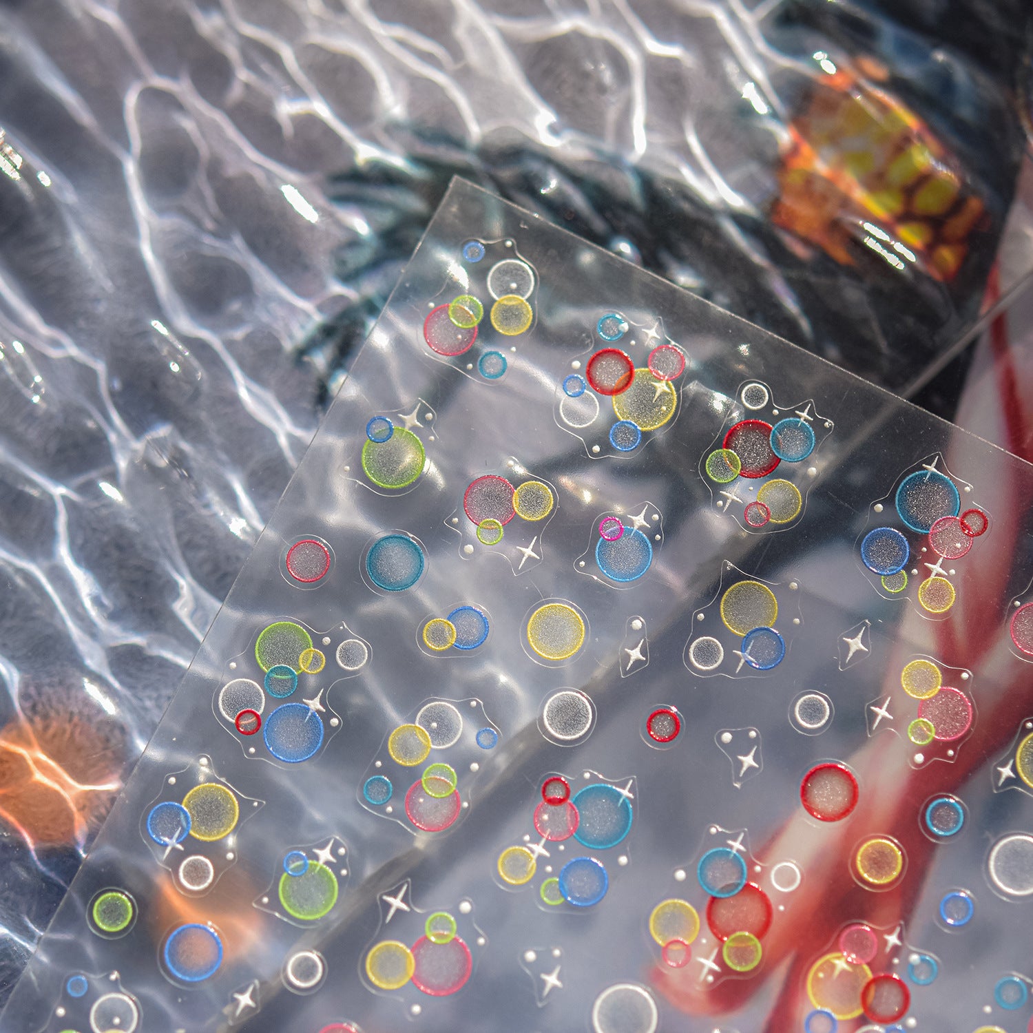 Iridescent Bubble Dots: "Dreamy Holographic Bubble" – 5D Embossed Nail Sticker