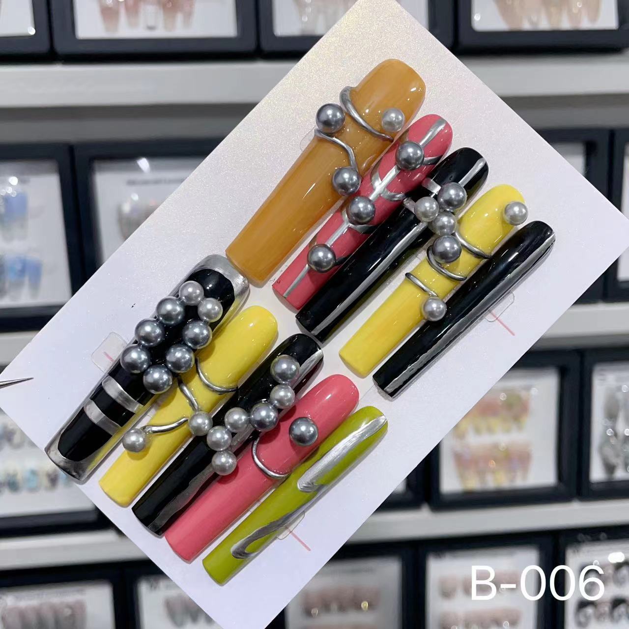 Extra Long 5.5cm Water Pipe Press-On Nails | Handmade Collection | Round Shape