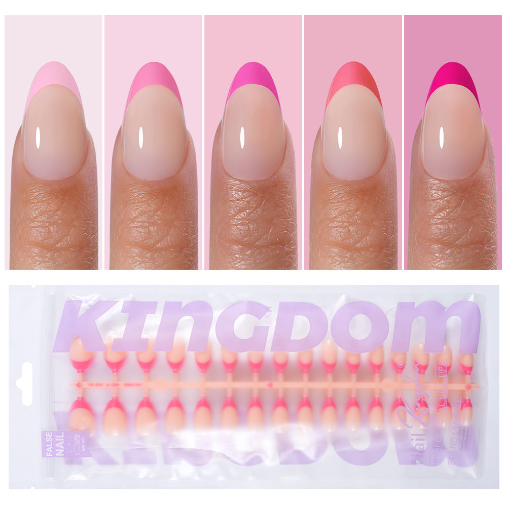 Pontas de unhas Unhas postiças francesas de cinco cores Produto acabado Unhas postiças nuas Unhas falsas sem marcas e avançadas, simples e removíveis, atacado de nail art pré-fabricada (MOQ=3)