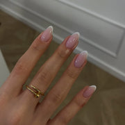 Minimalist Pink Ombre French Almond Press On Nails