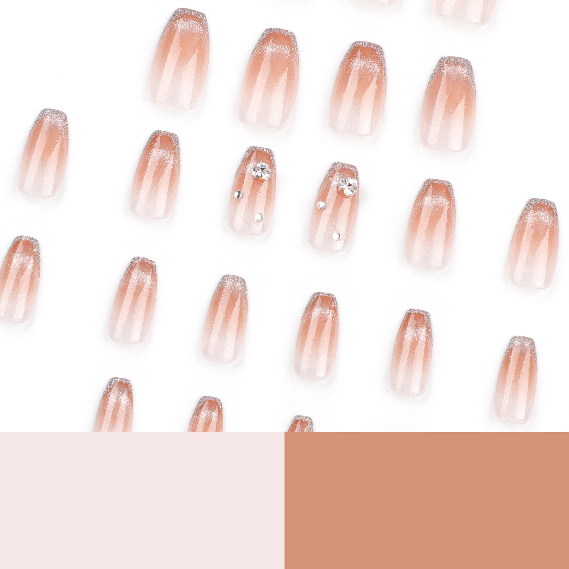 French flash diamond manicure gradual change whitening press on nails nail patch simple detachable repeated nail patch wholesale｜365nails