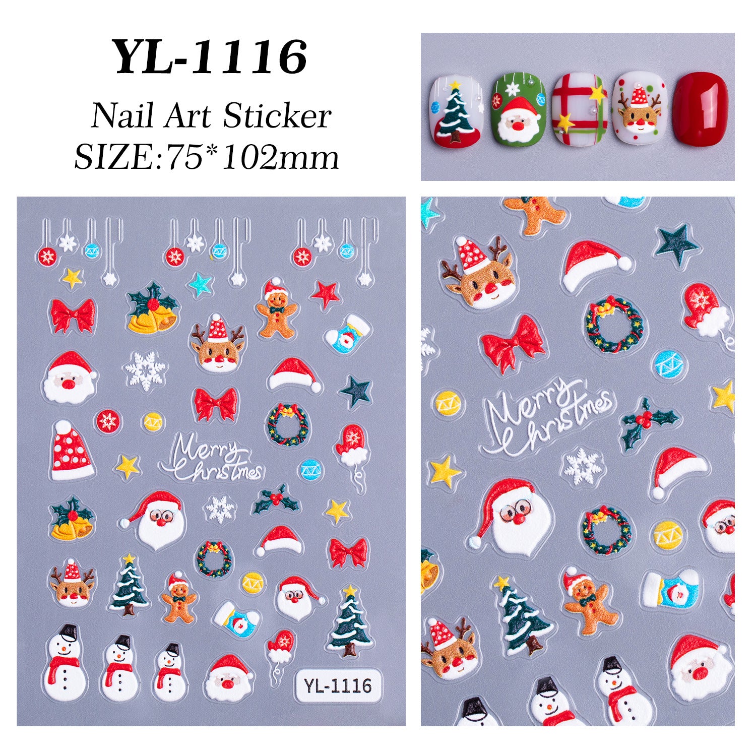 聖誕系列 5D 浮雕立體 可愛雪人 DIY 聖誕甲貼 飾品 YL