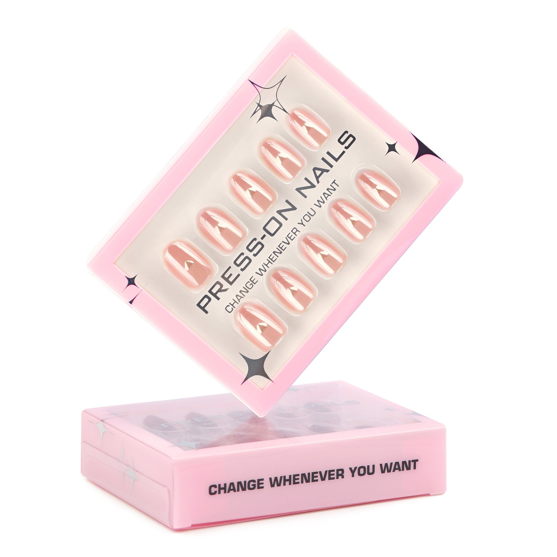 30 pieces of golden love short almonds press-on nails