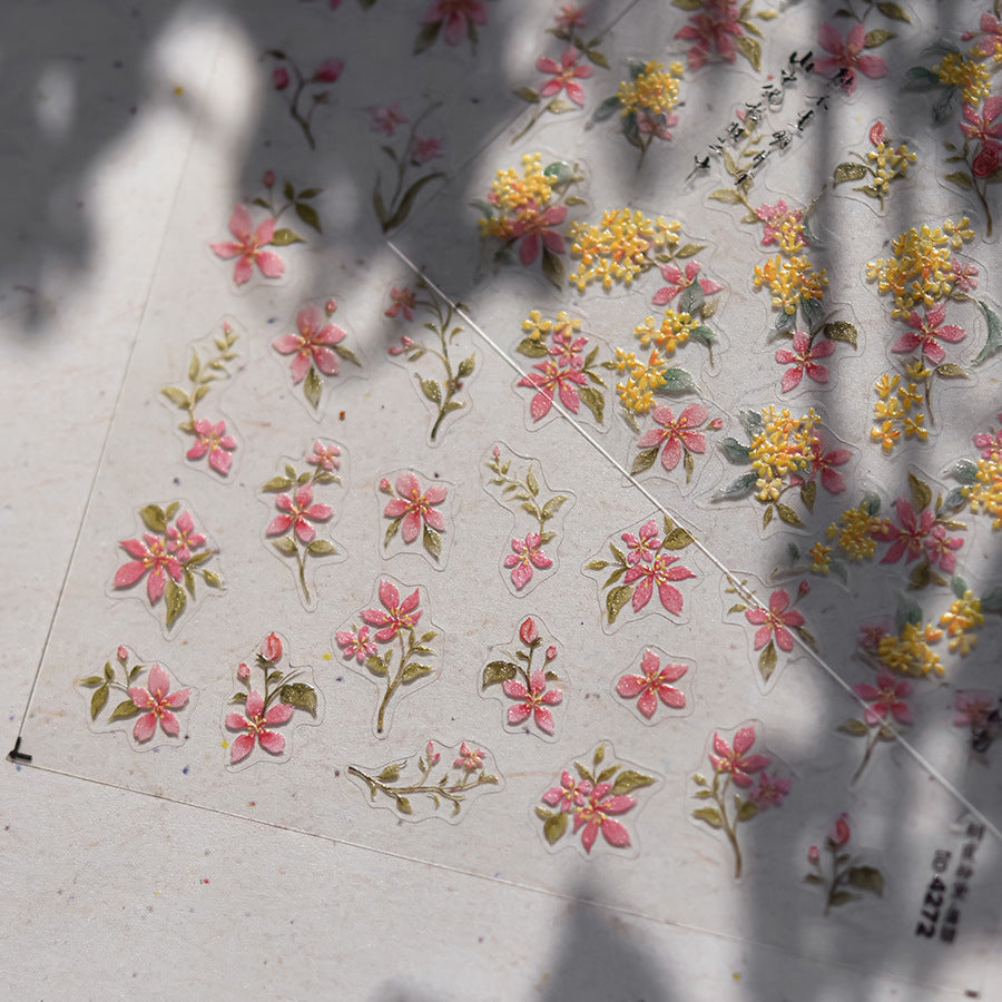Sakura Branch Collection: "Pink Blossom" – 3D Embossed Nail Sticker