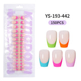 Nail Tips French press on nails  explosion five-color rectangular versatile removable patch manicure 150 pieces fake nail piece