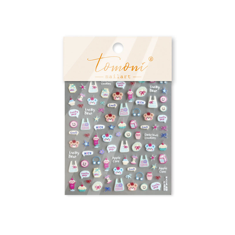 365nails: 귀여운 곰과 달콤한 간식 네일 아트 스티커