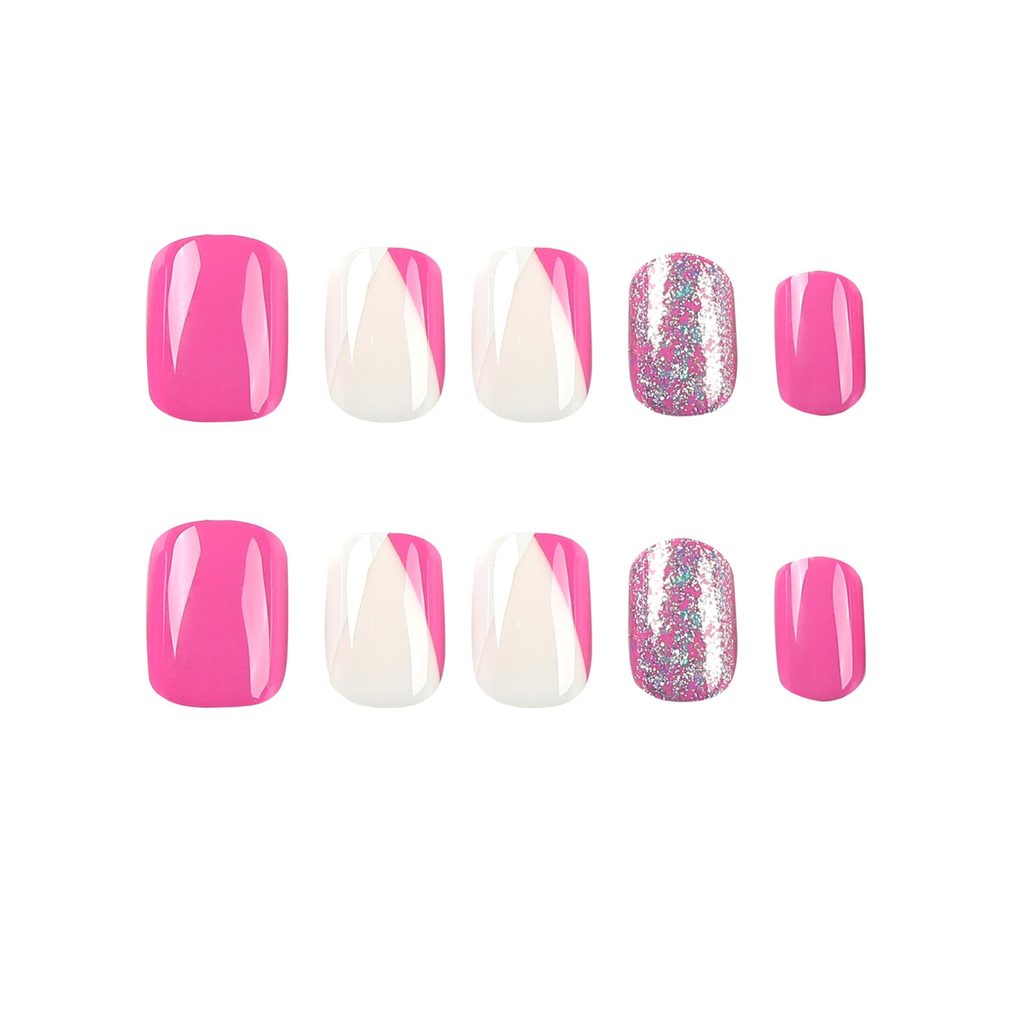 nails art piece wholesale white purple contrasting color silver glitter Press onable nails sticker short fake nails patch nails piece finished product｜365nails