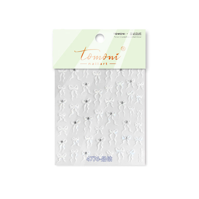 Crystal Bow Collection: "Black Crystal Bow" – 3D Embossed Nail Sticker