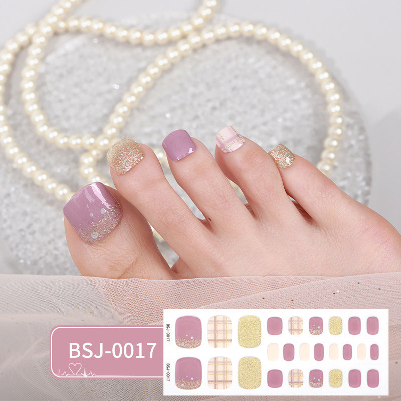 Semi-Cured Gel Nail Strips 3D Floral Glossy Toe Design (MOQ=3)
