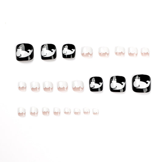 Foot nails black and white whale press on nails nails nails piece wholesale nails piece nails piece nails piece removable｜365nails