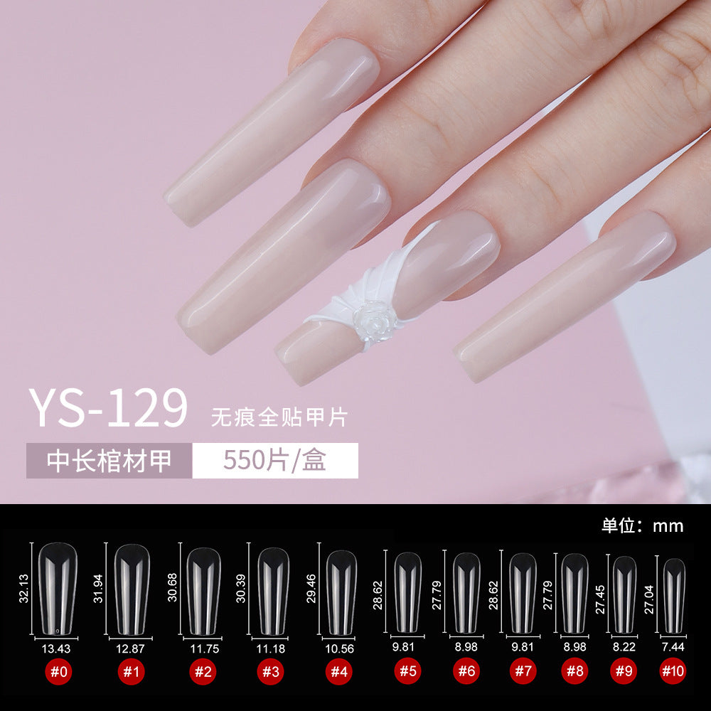 Nail Tips The nail piece is transparent, plus a rectangular 550 pieces, and the boxed patch is fully pasted with non-marking flat head square head nail full size fake nails.