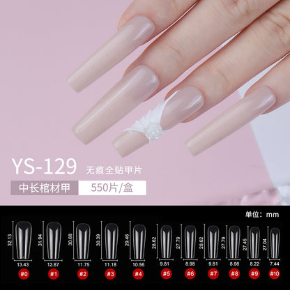 Nail Tips The nail piece is transparent, plus a rectangular 550 pieces, and the boxed patch is fully pasted with non-marking flat head square head nail full size fake nails.