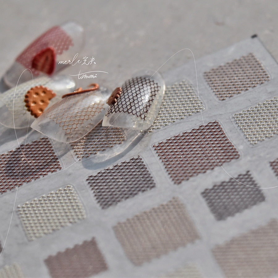 Pastel Checkered Square: "Vintage Gingham Plaid" – 5D Embossed Nail Sticker