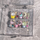 Handmade press on nails, star moon mocha drilling, fish bead finished nail art patch,  sticker, fake nail.｜365nails