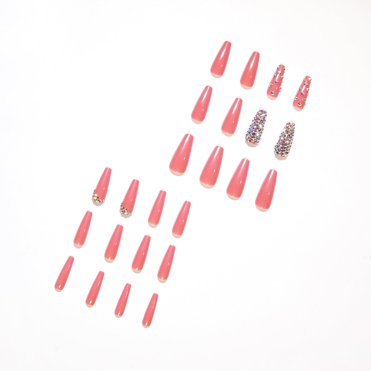 Diamante completo Uñas postizas Arte de uñas Uñas postizas terminadas Parche para arte de uñas Pieza de uña Pieza de uña removible Borde cruzado｜365nails