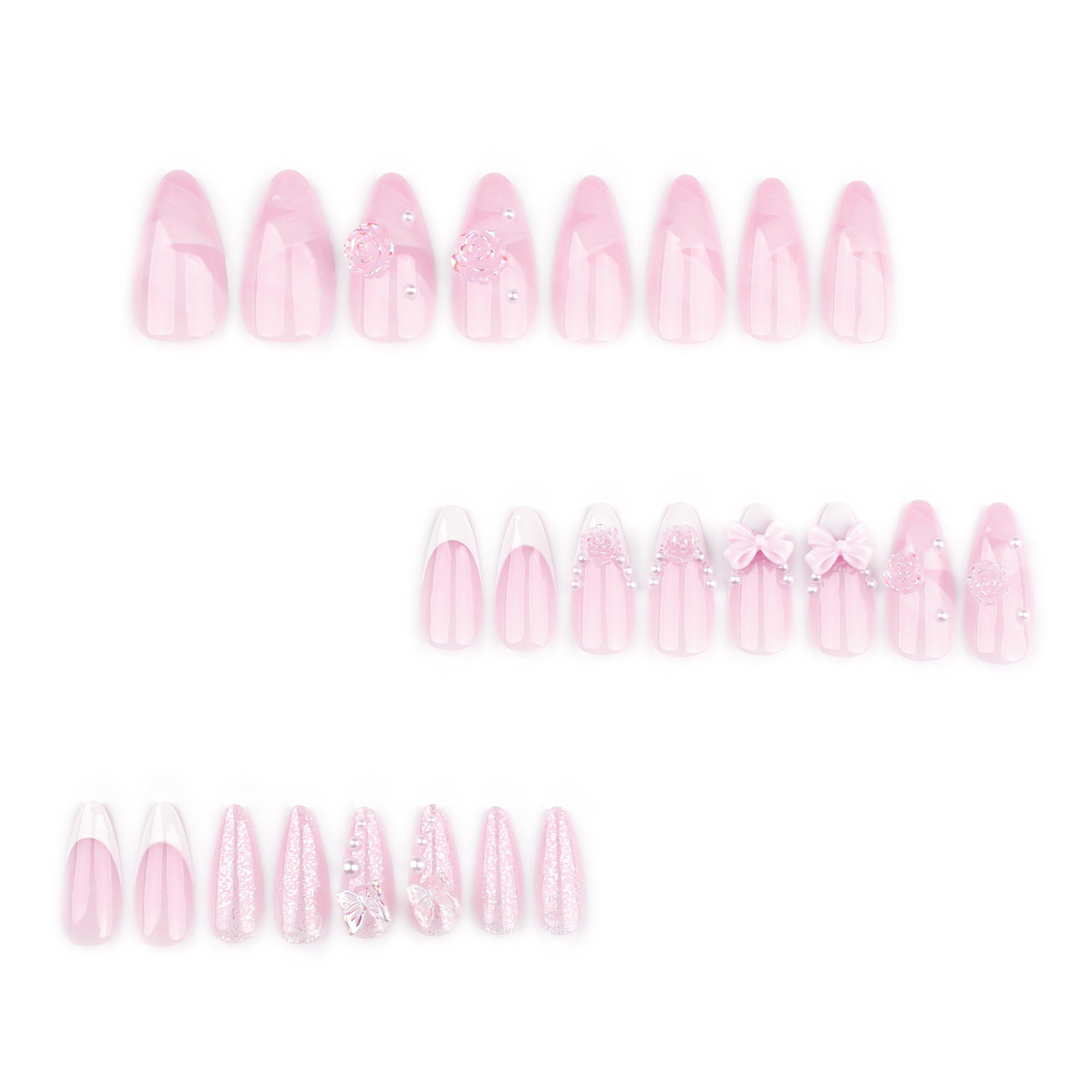 "Pink Ribbon & Rose French" - Precision Crafted Press-On Nails