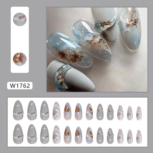 Light blu prss-on nails pads fak nails haz thr-dimnsional s rmovabl nail pads 24 pics｜365nails