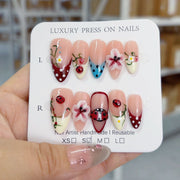 Meadow Whimsy: "Ladybug Garden" – Almond Press-On Nails