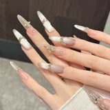 Icy Pearl Cross Crystal Glam Nails
