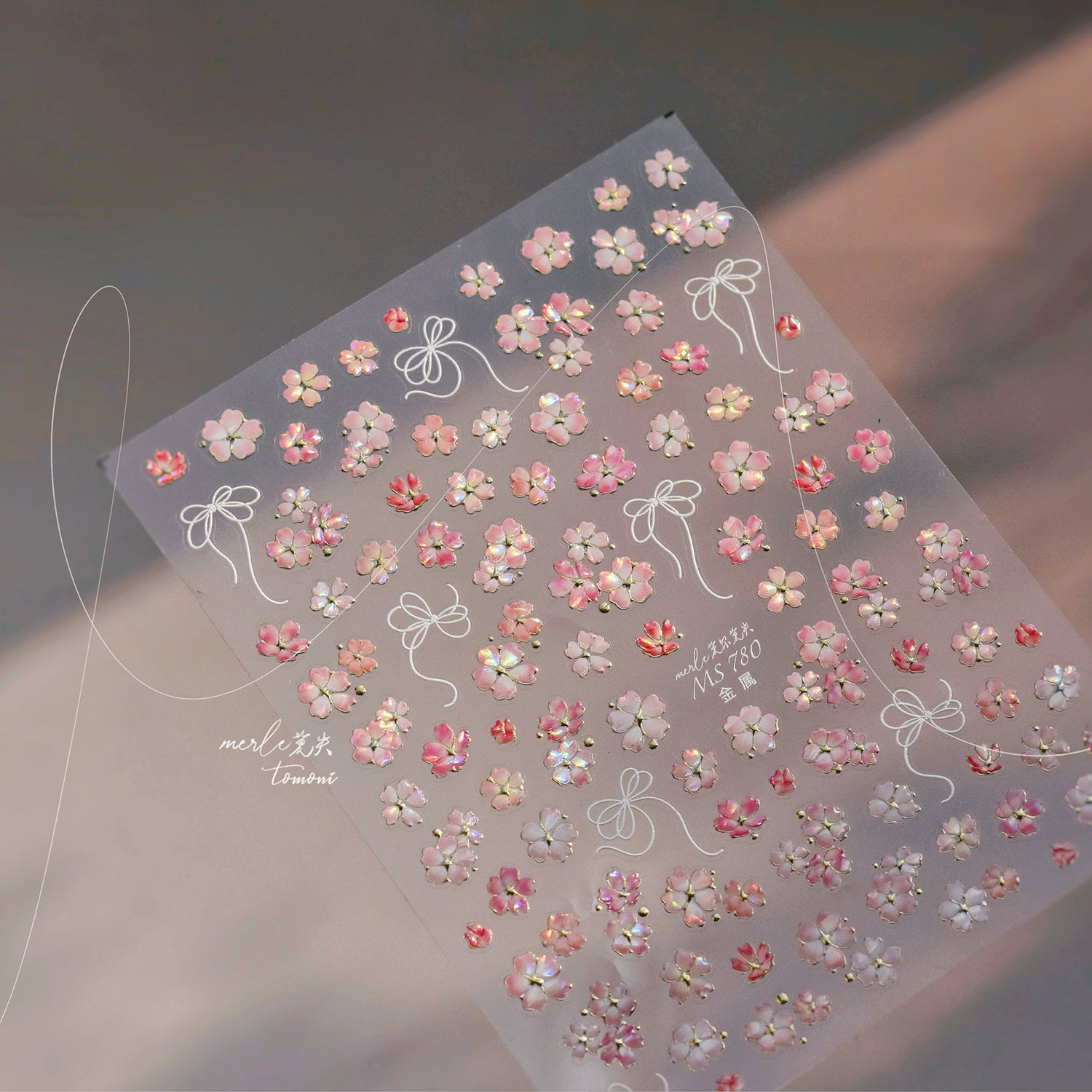 Pink Cherry Blossom Collection: "Romantic Pink Cherry Blossom" – 3D Embossed Nail Sticker