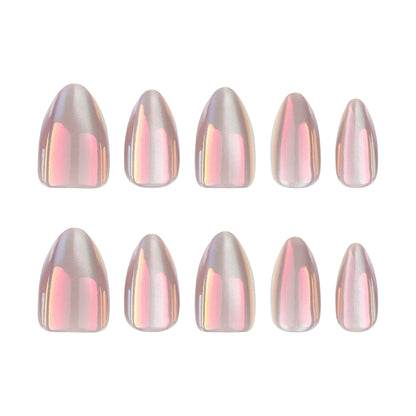 Película para unhas curta em formato de amêndoa, produto acabado, atacado, manicure simples estilo olho de gato Aurora, unhas postiças ｜365nails