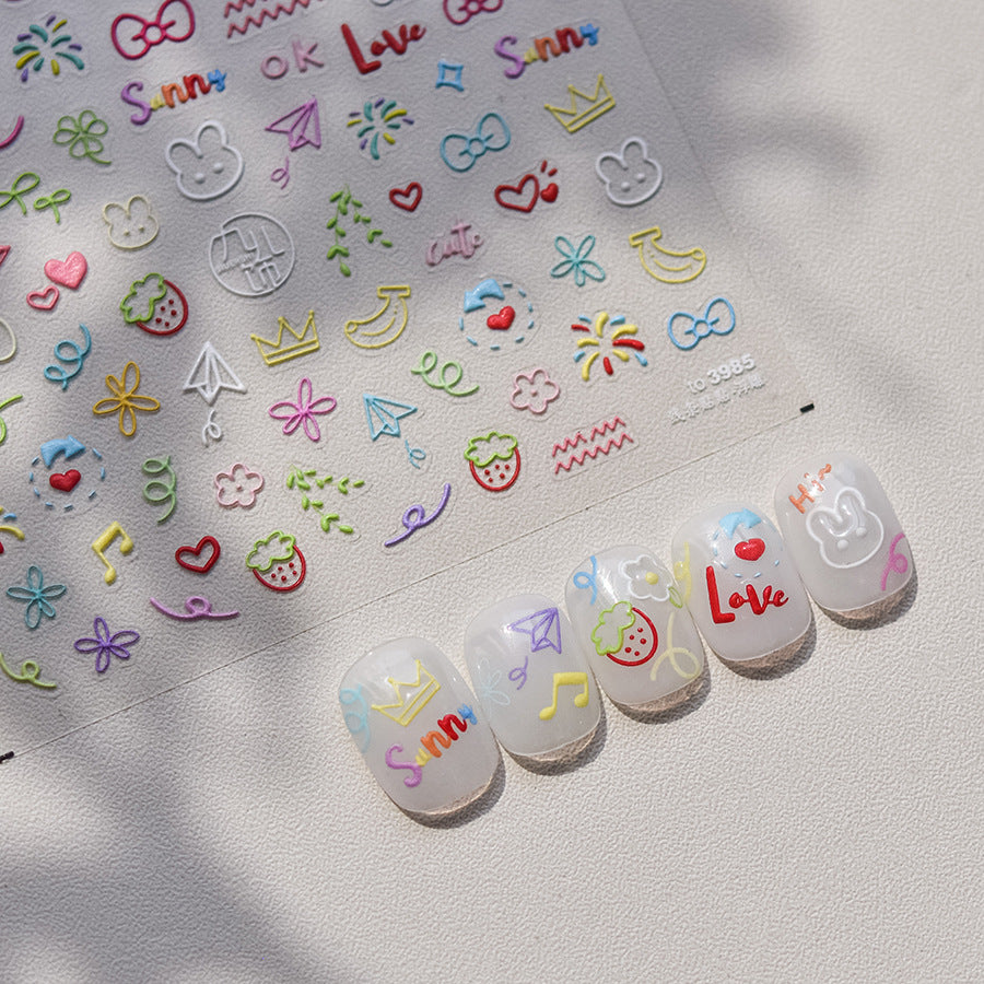 3D Embossed Nail Stickers – Whimsical Collection