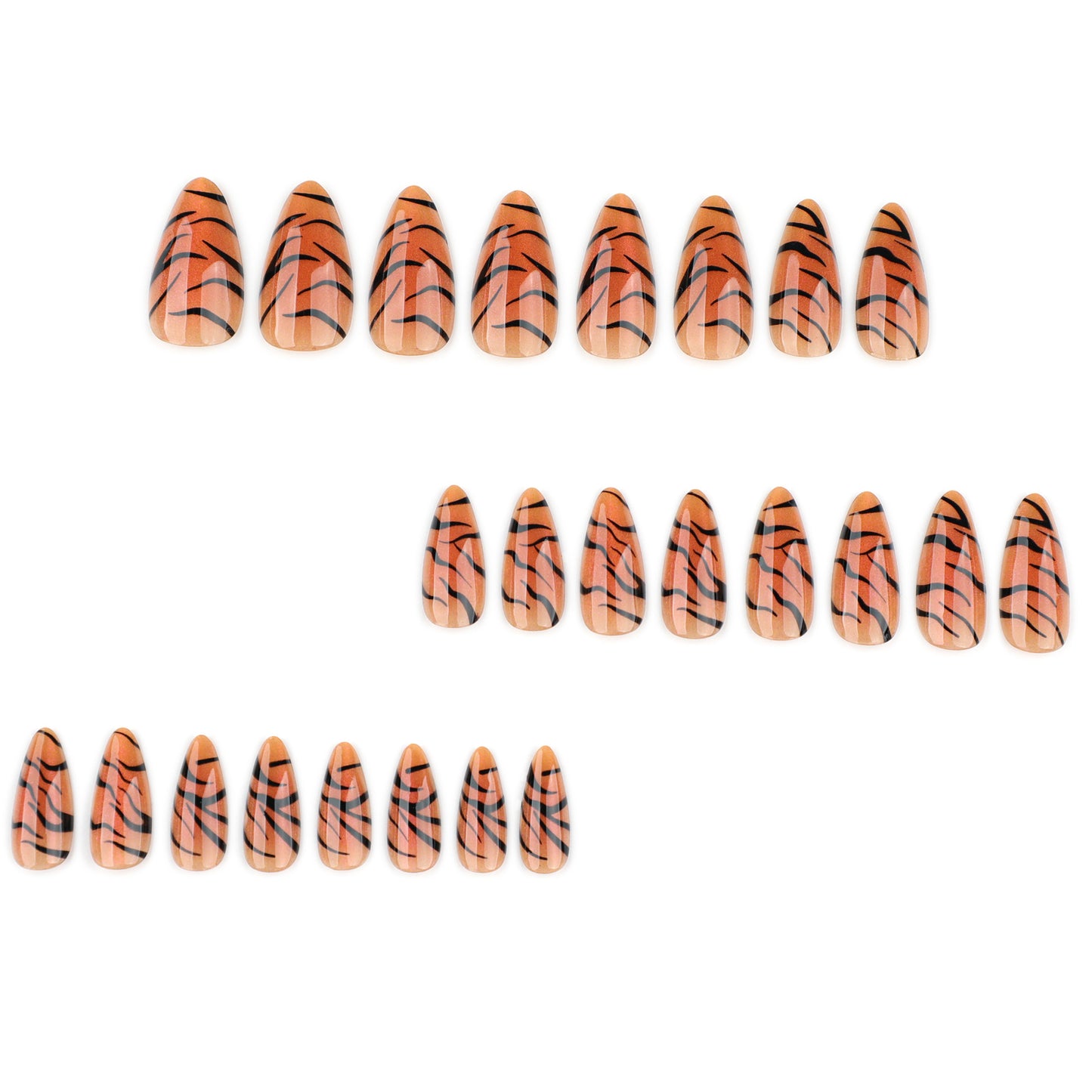 Wild Tiger Stripe Glossy Medium Almond Press On Nails