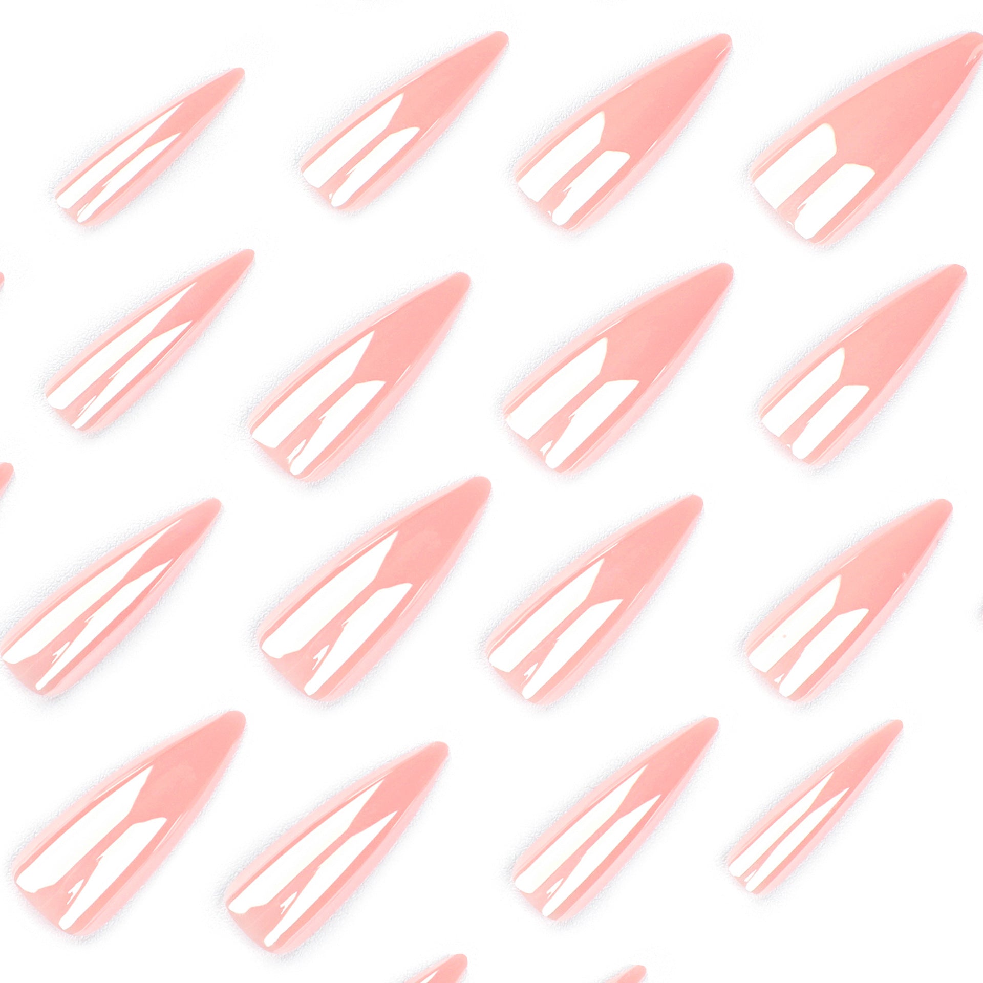 long pointed Press onable nail pads finished wholesale solid color pink simple manicure fake nail pads｜365nails