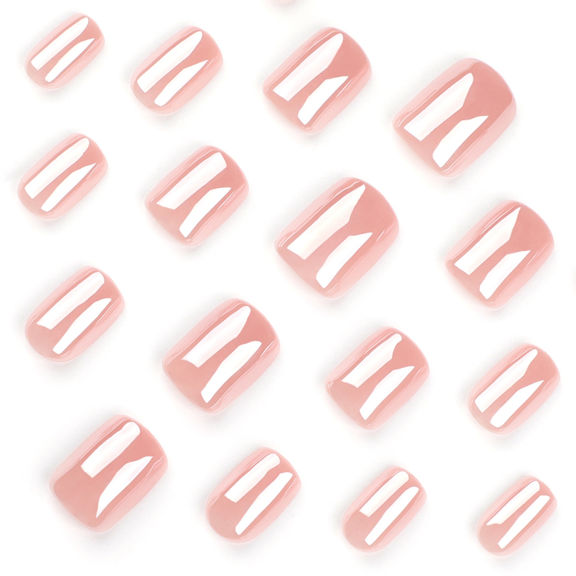 粉色純色短款方形穿戴甲 批發／網紅爆款 亮面塗層｜365nails