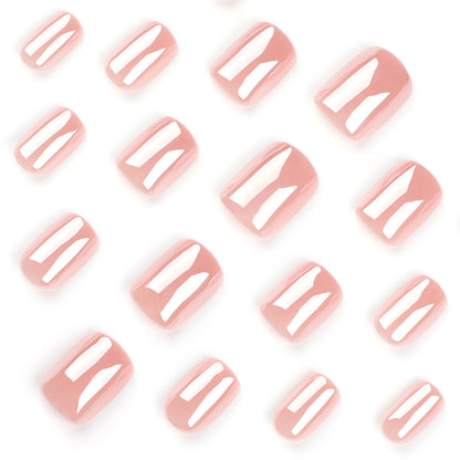 Pink solid color manicure short square  wholesale Internet celebrity explosion coated fake nails｜365nails