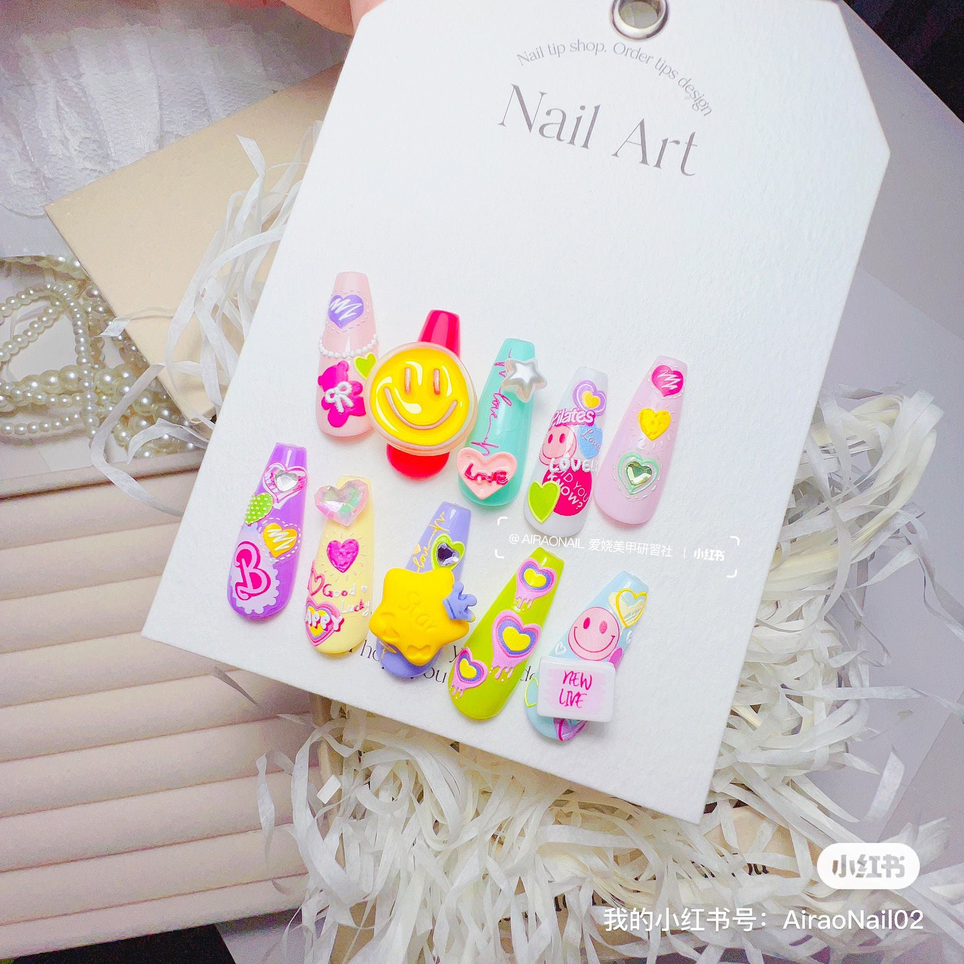 Pastel Heart & Star: "Sweet Y2K" – 5D Crystal Diamond Nail Sticker