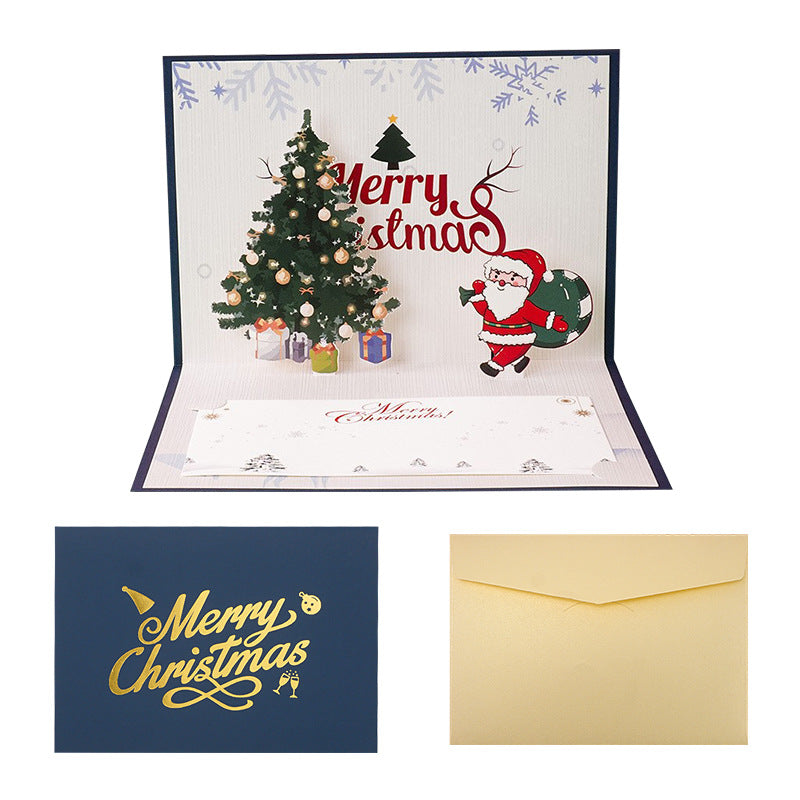 3D three-dimensional Christmas card creative Christmas Eve gift blessing Christmas envelope custom bronzing