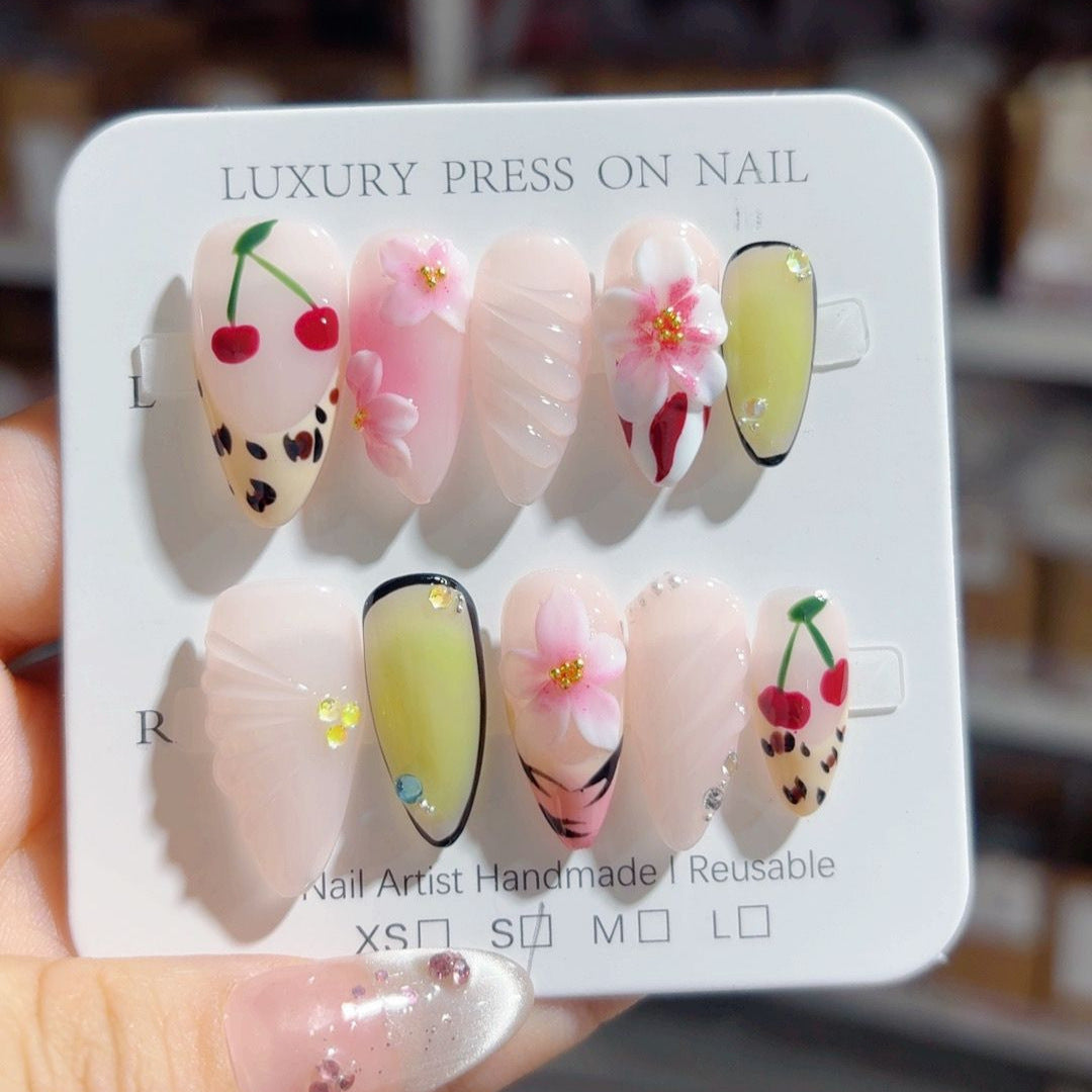 Fruit Fantasy: "Cherry Blossom" – Almond Press-Ons