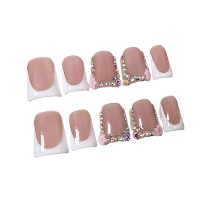 Duck mouth nail powder sweet French press-on nails pure handmade wearing fake nail wholesale｜365nails