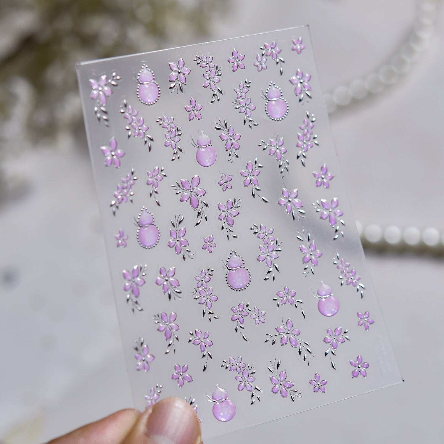 Pink Cherry Blossom Gourd – Elegant Oriental Nail Art Stickers