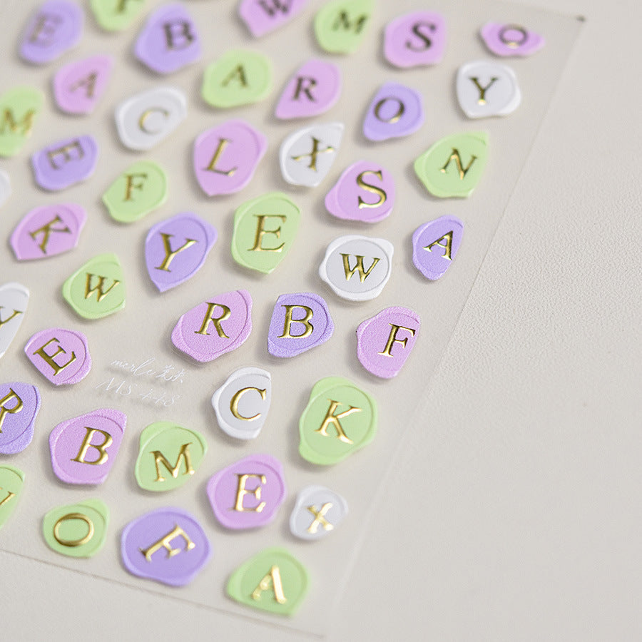 365nails: "Pastel Wax Seal Alphabet" – nail art stickers